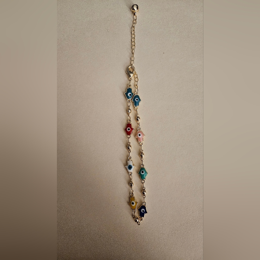 Multicolor Evil Eye Charm Ankle Bracelet